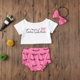 thumbnail image 7 of Kiapeise Baby Girls  Short Sleeve Letter Print T Shirt + Shorts + Headband, 7 of 7