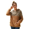 thumbnail image 2 of Shadoumai Leopard Print Hoodie For Women 1/4 Zipper Collar Top Double Sided Fleece Warm Jacket With Pockets Plus Size Clothes, 2 of 9