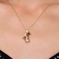 thumbnail image 3 of Gem Stone King 18K Yellow Gold Plated Silver Red Garnet and Pink Created Sapphire and White Moissanite Pendant for Women (1.62 Cttw, Gemstone January Birthstone, Heart Shape 5MM, 18 inch Chain), 3 of 6