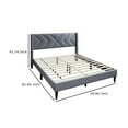 thumbnail image 5 of Reno Queen Size Bed- Modern X Channel Tufted Gray Velvet Upholstery, 5 of 6