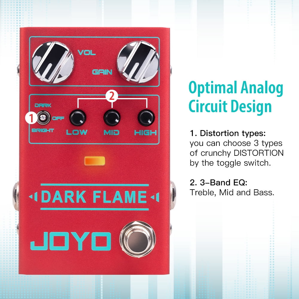 JOYO R-17 Distortion Guitar Pedal High Gain Metal Tone 3 Type of Distortion 3-Band EQ