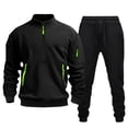 thumbnail image 1 of Ccpelsie Men's 2 Piece Track Suit Set Jogging Sweatsuit Workout Quarter Zip Suit Fit Fall Winter with Multi Pockets(Black,M), 1 of 6