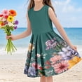 thumbnail image 2 of Drses‌ ‌‌‌‌‌‌‌‌‌‌2025 Girls' Summer Dress (4-14T) - Sleeveless Twirly Swing Dress with 3D Print | A-Line Beach Sundress & Playwear, 2 of 6