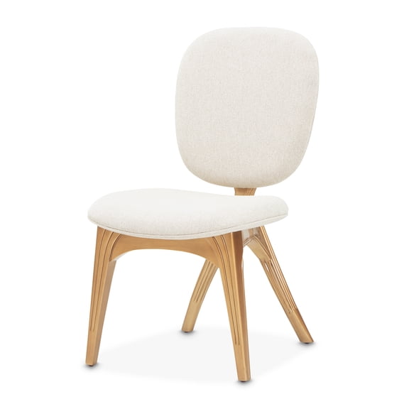 Michael Amini Camellia Field Chenille Vanity Chair in Linen/Antique Gold