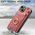 thumbnail image 3 of Wallet Case Compatible with iPhone 15 with Card Holder, 360° Rotation Finger Ring Stand PU Leather Cover Drop Protection with Magnetic Snap Case Cover for iPhone 15 - Pink, 3 of 8