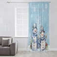thumbnail image 3 of Winter Blue Snowman Christmas Semi Sheer Curtains Drapes for Living Room, Bedroom, French Doors Window 72 Inches Long, Snowflake Xmas Tree Rod Pocket Chiffon Curtain Drapery Voile Draperies Panel, 3 of 6
