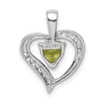 thumbnail image 3 of FB Jewels Sterling Silver Rhodium Heart Peridot & Diamond Heart Pendant, 3 of 3