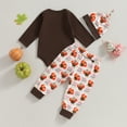 thumbnail image 3 of Okbabeha My First Thanksgiving Outfits Baby Boy Turkey Onesie Long Sleeve Romper+Turkey Pants Hat Newborn Infant Fall Clothes, 3 of 8
