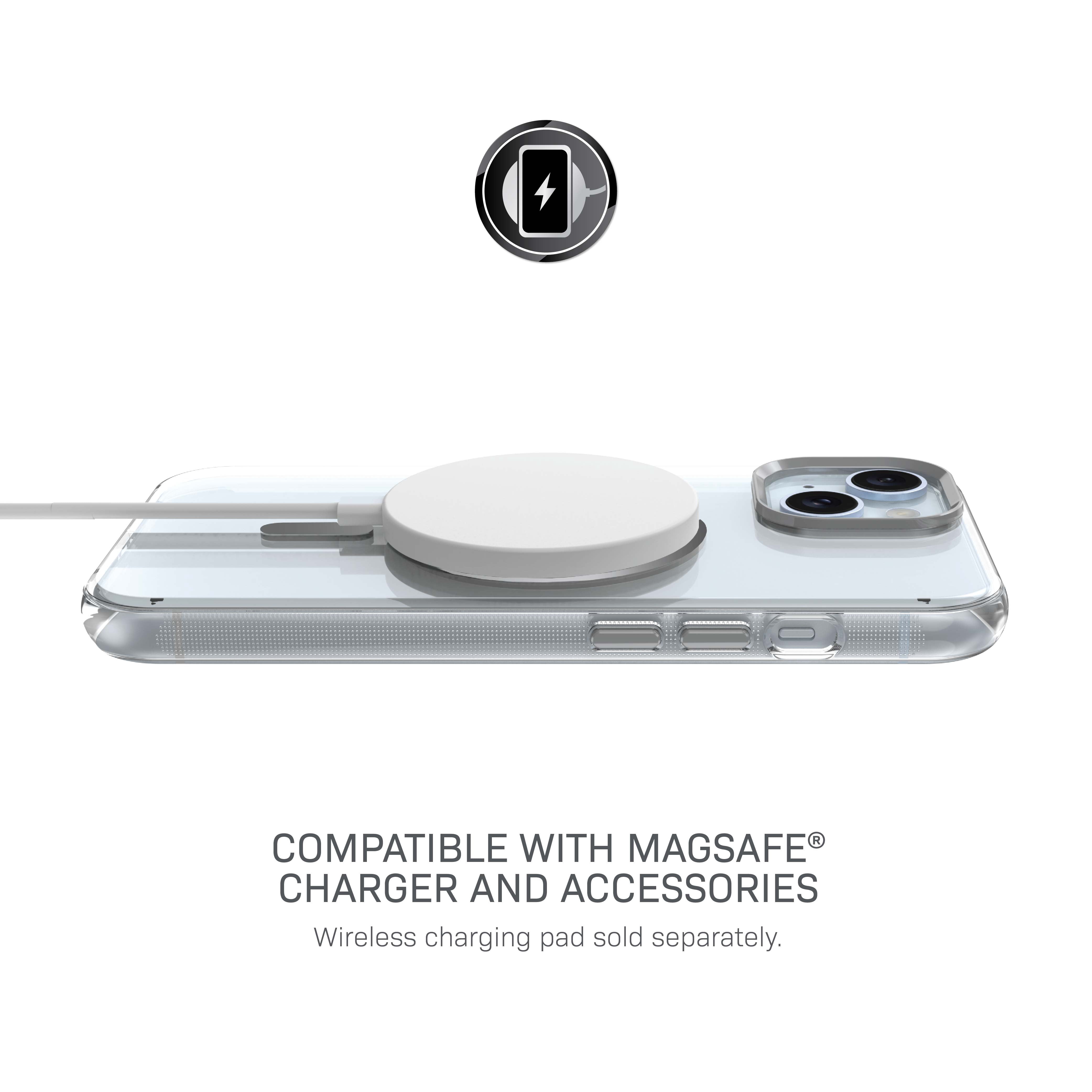 Body Glove Reflector Phone Case for iPhone 17e / 16e / 15 / 14 / 13, MagSafe Compatible - Clear/Silver
