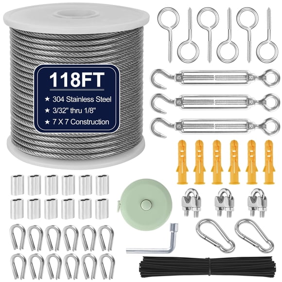 Kit de cables de acero inoxidable phepetroll 1/8 36 m con tensores