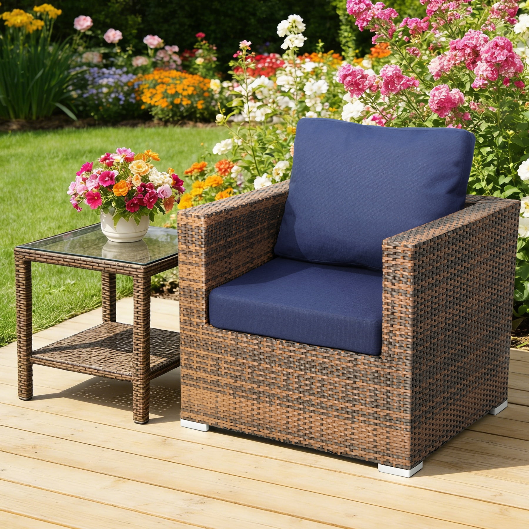 Favoyard Deep Seat Patio Cushion Set, 24 inch Rainproof & Fadeness Patio Cushions for Outdoor Chair Couch with Removable Cover