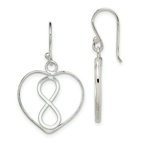 Primal Silver Sterling Silver Open Heart with Infinity Symbol Dangle Earrings