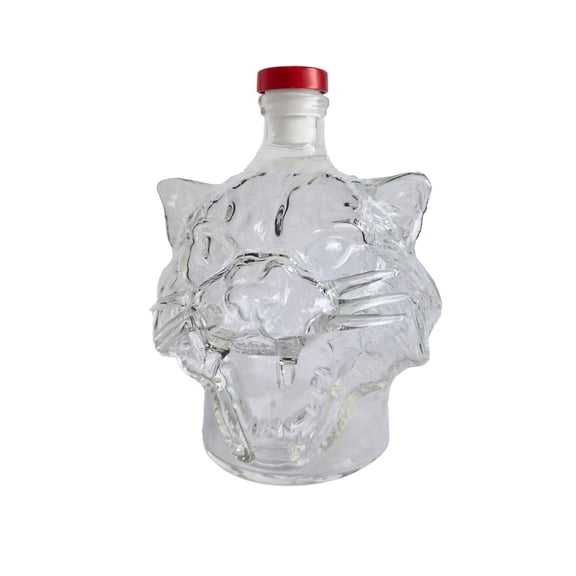 IMossad Creative Cat Head Glass Bottle, Portable Whiskey and Spirits Bottle, High Borosilicate Glass, Unique Animal Pattern Design for Parties and Home Bar Use