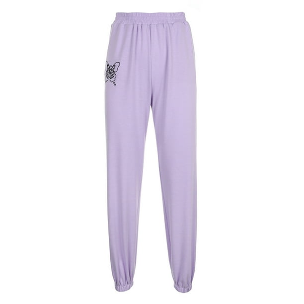 Yejaeka - Yejaeka Women's Jogging Sweatpants Butterfly Print Ankle Cuffs Loose Sweatpants