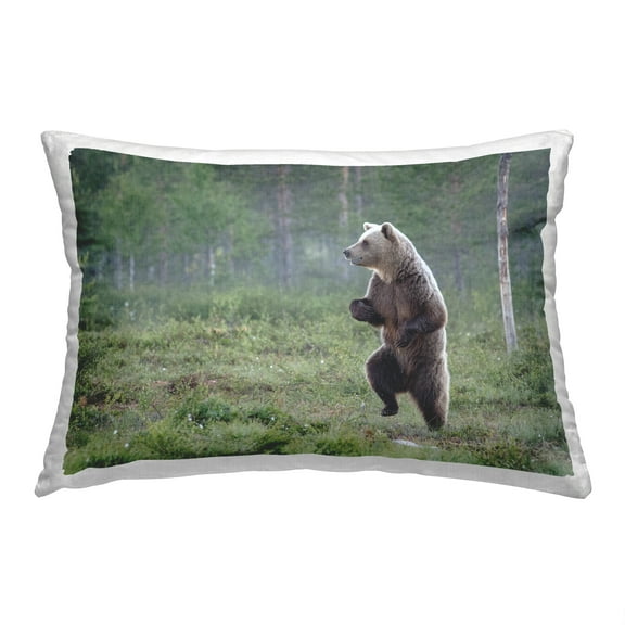 Stupell Industries Bear Standing in Forest Decorative Printed Throw Pillow, 14 x 20