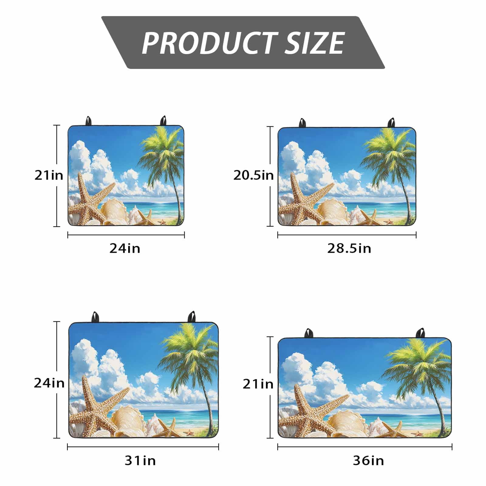 Beach Blue Stove Top Cover for Electric Stove, Heat-proof & Non Slip Glass Top Stove Cover Protector, Starfish Palm Tree Shell Sandy Beach Kitchen Flat Cooktop Rubber Mat 24x21 Inches