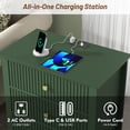 thumbnail image 2 of Modern Nightstand with Charging Station & 3 Drawers, 24 Inch Wide Bedside Table Set of 2 for Bedroom and Living Room, Large Storage End Table with Fluted Design, Green, 2 of 13