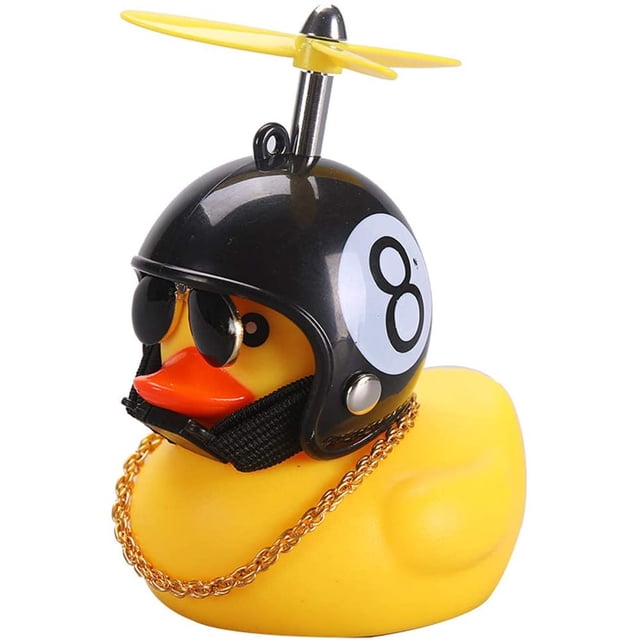 Adornos de coche de juguete pato de goma anqinglinggushangmaoyouxiangongsi Decoraciones tablero pato amarillo gafas frías casco hélice negro