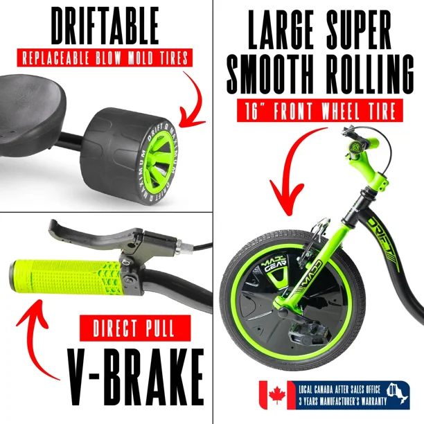 ドリアードトリガーFRセット Madd Gear Drift Trike - Black/Green - Walmart.ca