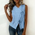 thumbnail image 7 of Outfmvch Button Down Vest Vest Shirts for Women Vest for Women Ladies Linen Vest Linen Blend Tops for Women Button Down Sleeveless Shirts for Women Linen Vest Tops For Women Blue XL, 7 of 7