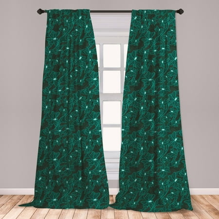 Vintage Teal Curtains Turquoise Curtains 2 Panels Set, Floral Arrangement Vintage Flower Bouquet Baroque Inspired Foliage Ornamental Design, Window Drapes for Living Room Bedroom, Teal, by Ambesonne ()