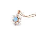 thumbnail image 2 of 925 Sterling Silver Rose Vermeil 10MM Round Larimar Elegant Flower Women Valentines Day Gifts Necklace, 2 of 4