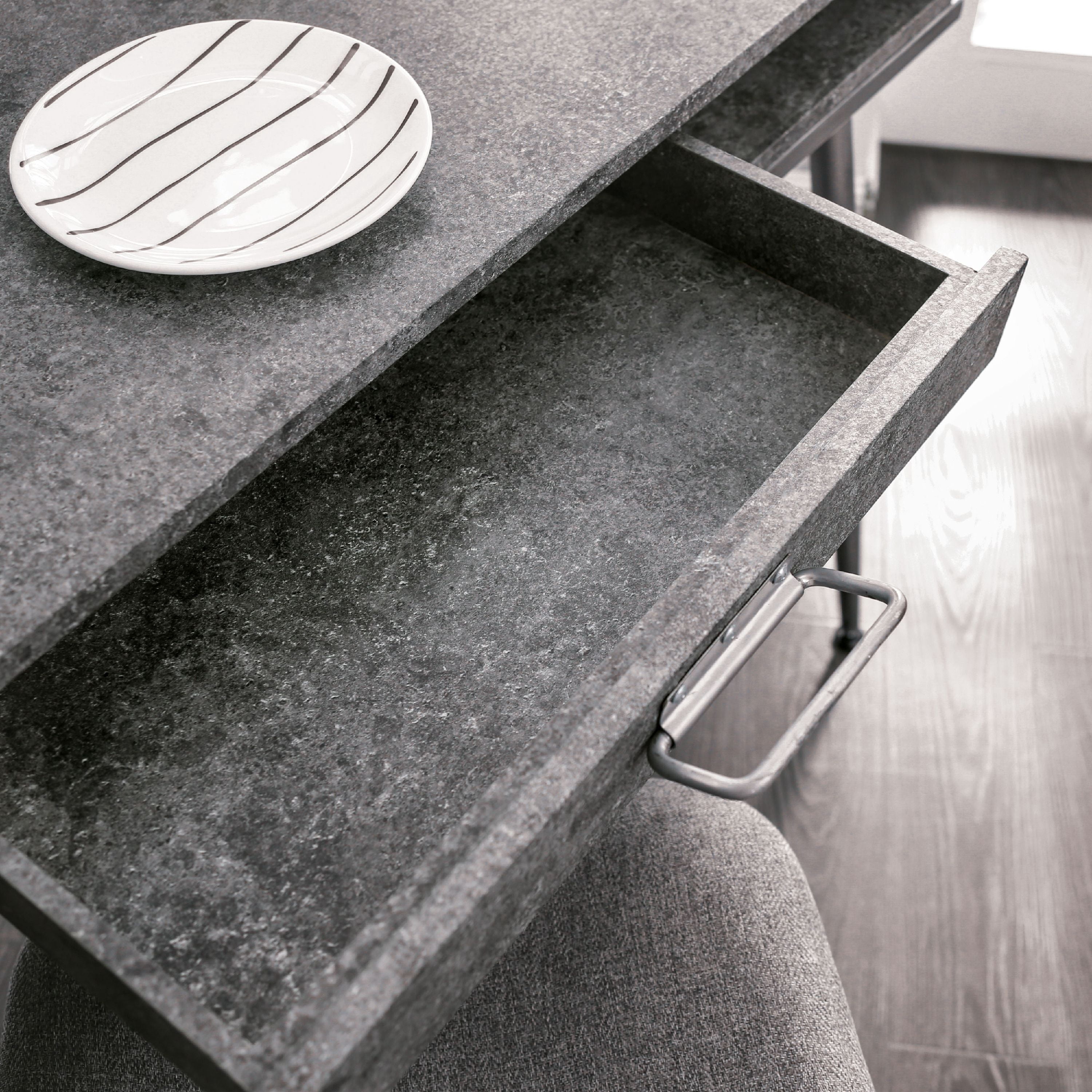 Furniture of America Jairo Industrial Metal Writing Desk with USB Outlet in Silver Finish