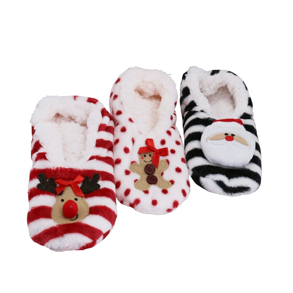 Angelina Women's 3 Pack Sherpa Lined Soft Christmas Holiday Reindeer ...