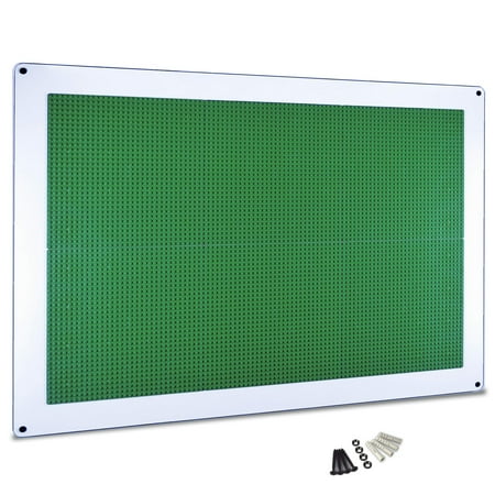 Creative QT - Large Play-Up Building Brick Play Wall Panel 24”x34” - Pre-Assembled Makerspace Furniture - Compatible with All Major Brands of Building Bricks - Vertical Building Surface - Green
