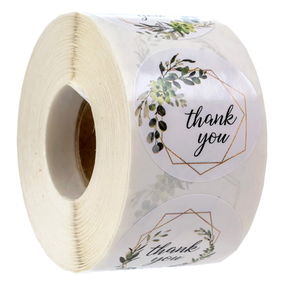 Pegatinas De Agradecimiento Con Marcos Verdes, 4 Diseños De Agradecimiento Alternos, 500 Pegatinas De Agradecimiento Bohemias, Etiquetas Florales Verdes De 1,5 Pulgadas, Fabricadas En Ee. Uu.