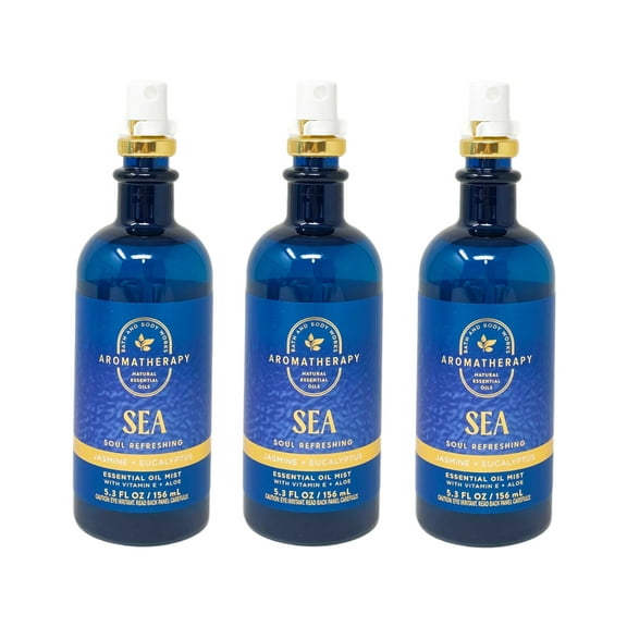 Bath and Body Works Aromatherapy Sea Soul Refreshing JASMINE   EUCALYPTUS 3 Pack Essential Oil Mist Set - 5.3 fl oz / 156 mL each