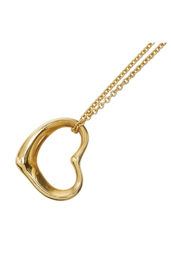 Pre-Owned Tiffany & Co. Open Heart Necklace in 18K Yellow Gold for Women.