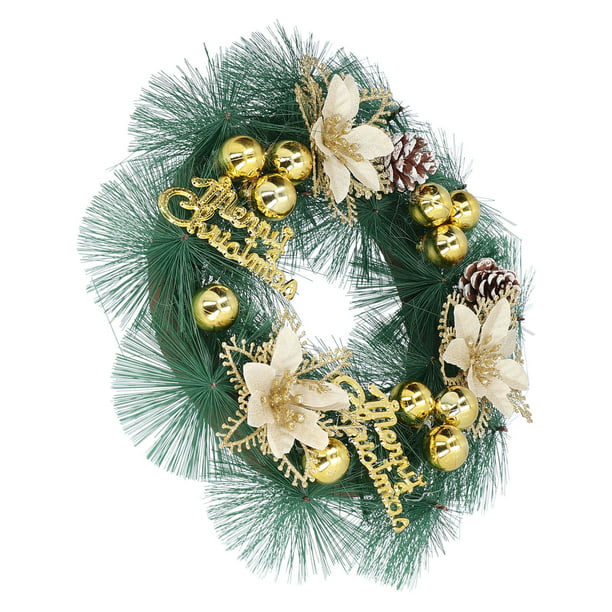 12.6in Christmas Wreath for Front Door,Snow Green Rattan Pinecone