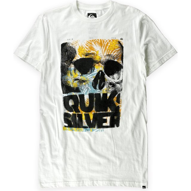Camiseta Quiksilver Happy Holiday Slim Graphic para hombre, blanca, pequeña Quiksilver Camiseta gráfica