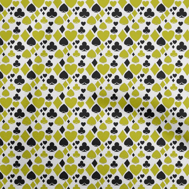 oneOone Cotton Poplin Green Fabric Poker Card Craft Projects Decor Fabric Printed By The Yard 42 Inch Wide