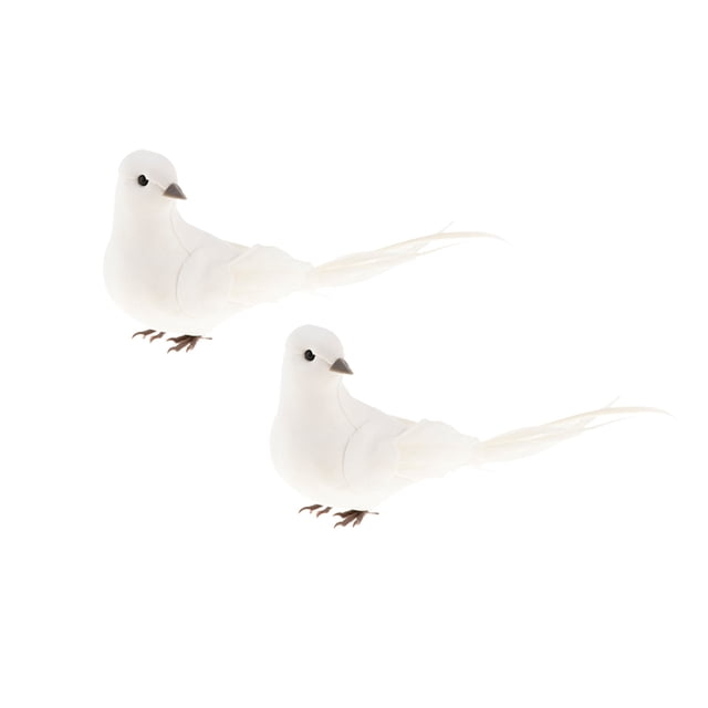Simución De Espuma Palomas Pájaros Estatua Jardín Escultura Adornos Para El Hogar SM SunniMix Pájaros artesanales con plumas
