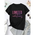 thumbnail image 2 of Camiseta gráfica rosa degradado "Edición Limitada" para mujer: cuello redondo, manga corta, cómoda camiseta de algodón para verano., 2 of 5