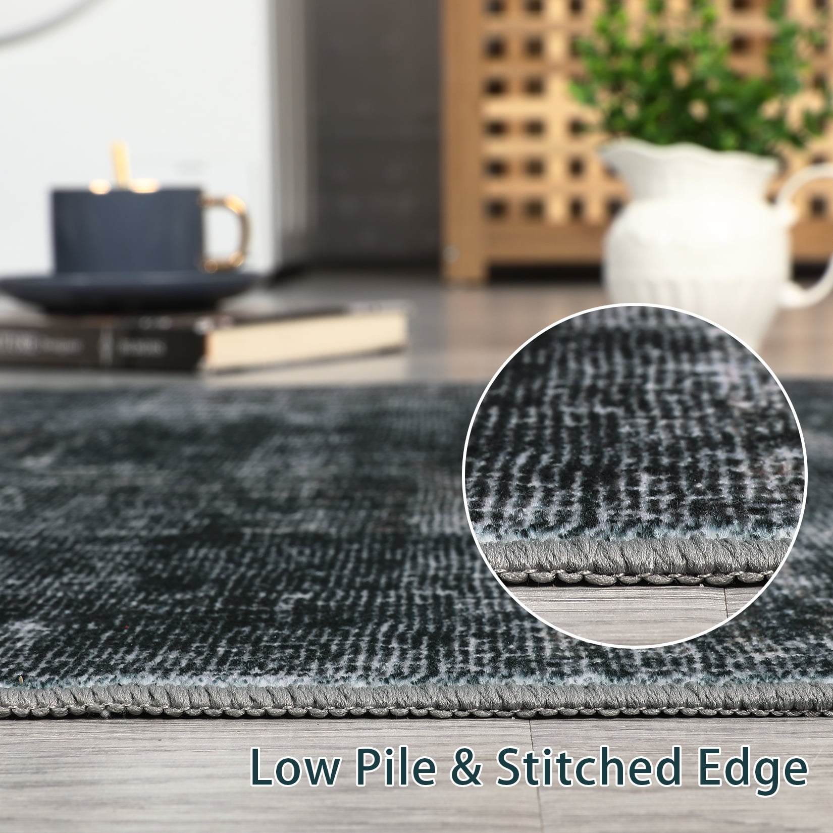 Tzou Modern Washable Area Rugs 5'x7' for Living Room, Soft Plaid Carpets Non-Slip, for Dining Room Bedroom