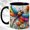 Black, variant on Colorful Dragonfly Coffee Mug, Watercolor Flower Mug, Ceramic 11 oz
