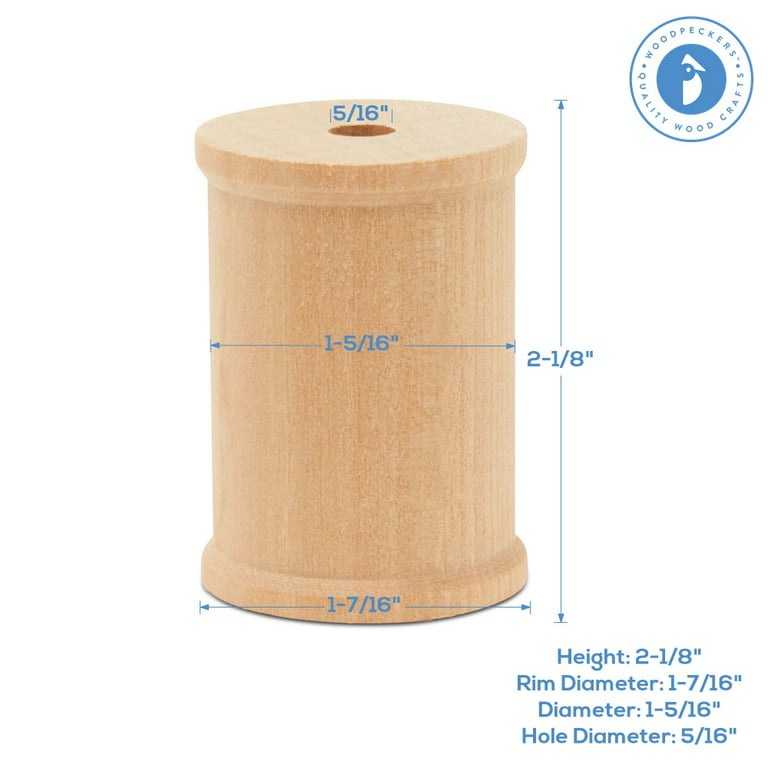 Wooden Spools 2 x 1-1/2-Inch, Pack of 50 Large Wood Spools, Unfinished Birch, Splinter-Free, for Crafts by Woodpeckers