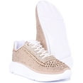 thumbnail image 5 of Guess Deglitz Women's Lace Up Rhinestone Trainers In Gold Size 7.5, 5 of 6