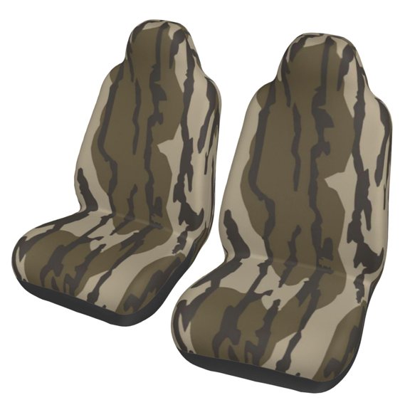 Bottomland Camo Turkey Feather Car Front Seat Covers Breathable Seat Protector Seat Cushion Full Cover Fit Most Car SUV Truck 2 Pack