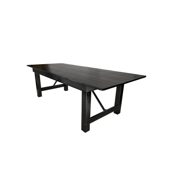 8ft Black Rectangle Wood Farm Table - Straight Leg by Chivari