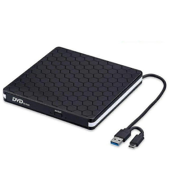 Unidad de DVD externa USB 3.0 tipo C, grabadora de CD/DVD +/-RW, portátil, para PC, portátil, escritorio y MacBook.