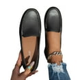 thumbnail image 2 of Women's Classic Solid Color Flat Casual Slip On Outdoor Black Faux Leather Shoes Black qILAKOG Size 7.5, 2 of 8