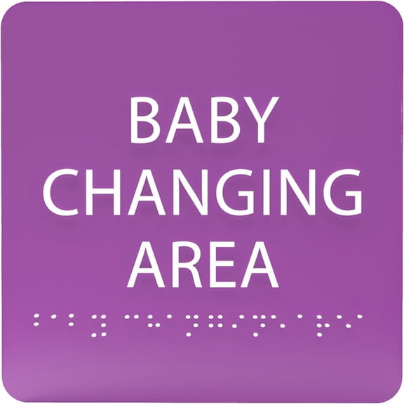 ADA CENTRAL SIGNS - 6" X6" Baby Changing Area Sign - ADA Compliant Tactile Graphics Grade 2 Braille Text Acrylic Wall Sign - Baby Care, Diaper Changing, Lactation Restroom Sign for Hospital, Offices