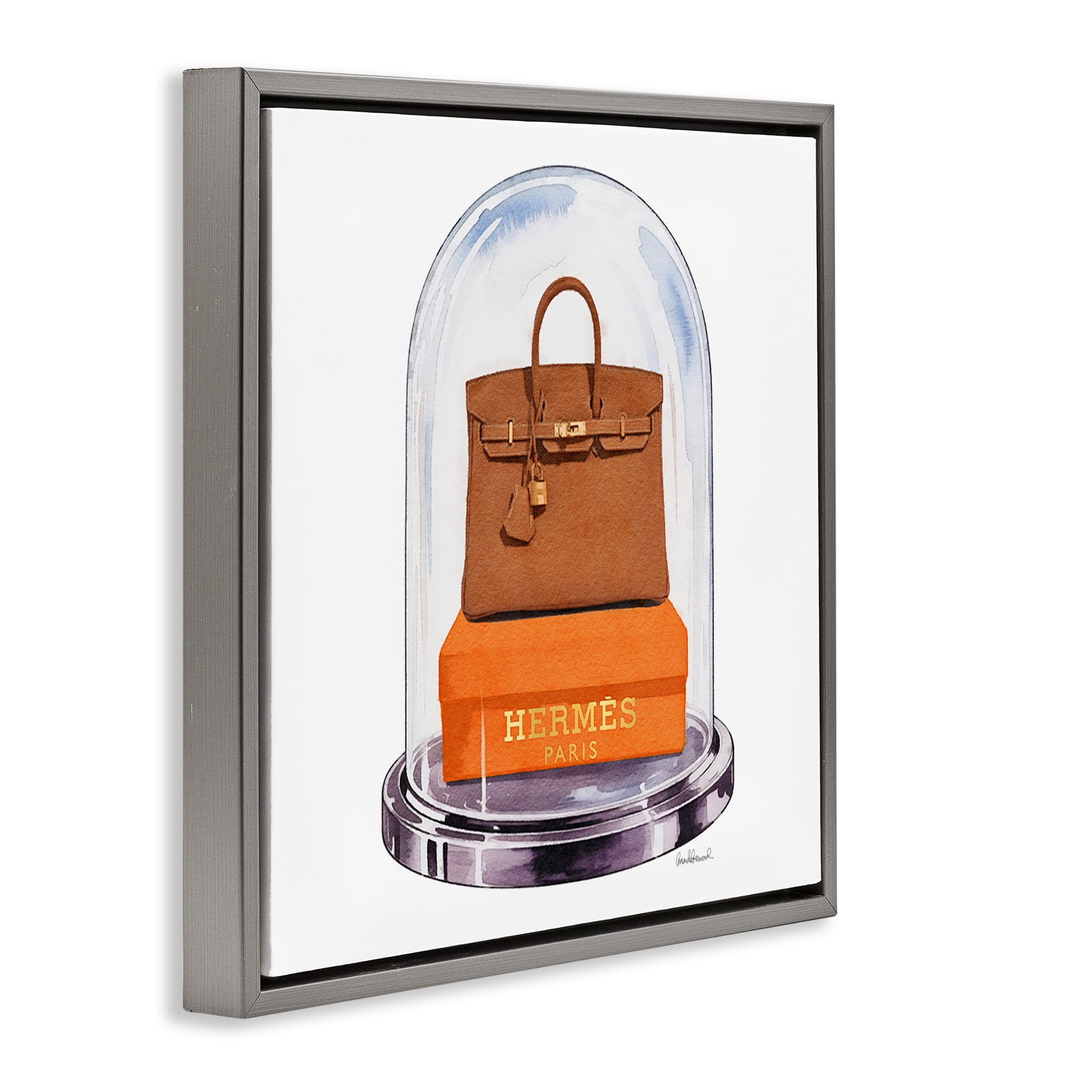 Stupell Industries Luxury Handbag Dome Gray Framed Floater Canvas Wall Art, design by Amanda Greenwood