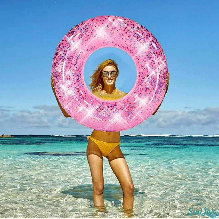 Marigold Inflatable Pool Float Glitter Pink Swimming Pool Rings