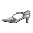 thumbnail image 3 of FLORAL Maribel Women's Wide Width Rhinestone Accent T-Strap Heels (SILVER) 8.5, 3 of 6