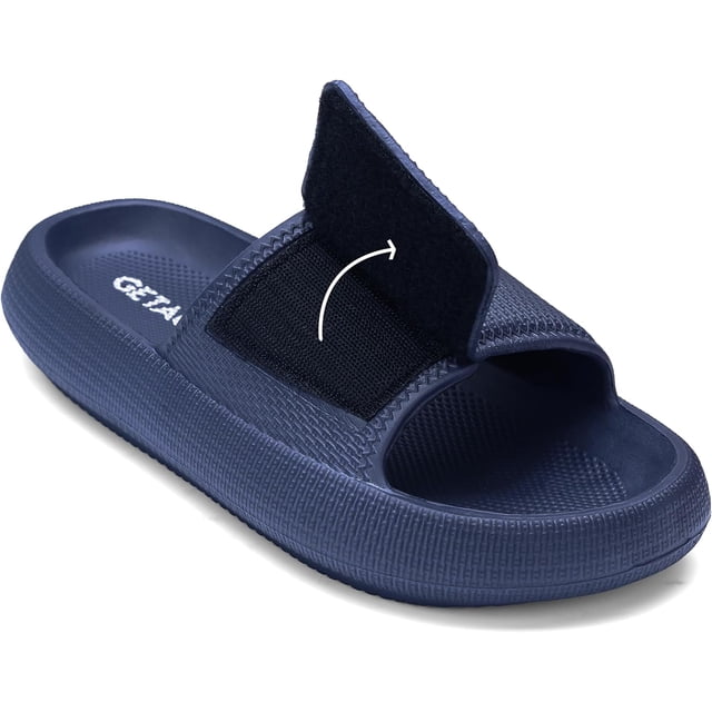 Getac CHANCLAS MUJER, SANDALIAS HOMBRE EVA con Plataforma 4 cm Gruesa Suela Antiderrapante PANTUNFLAS Unisex, Broche ajustable Secado rápido Cómodas,Azul marino